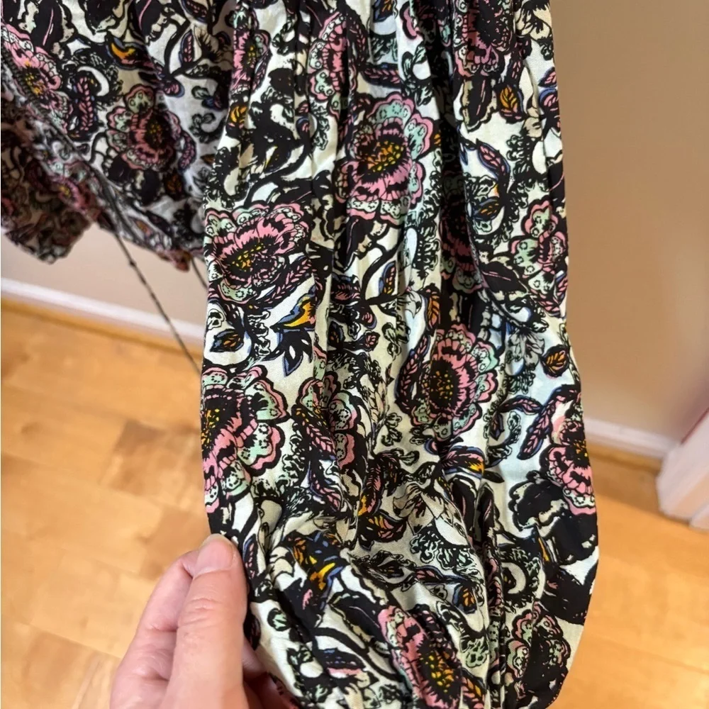 Free People Soft floral Print  Jacket Top Bomber zip up M